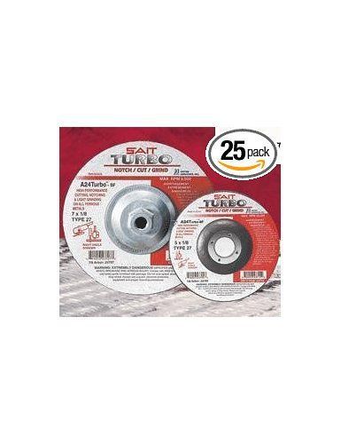 SAIT 23705 Type 27 Cutting/Grinding Wheel A24 Turbo, 5&#034; x 1/8&#034; x 7/8&#034; -Box of 25