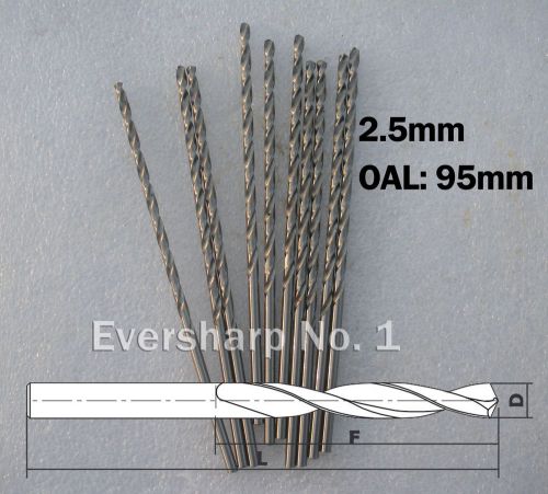 Lot New 10 pcs Straight Shank HSS(M2) Twist drills Bits 2.5mm Long Jobber Drills