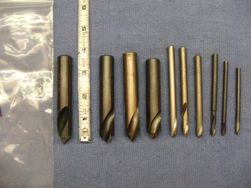 Spotting drills mixed lot of 10 2 flute various sizes hss 5/8&#034; trw twist bit 21 for sale