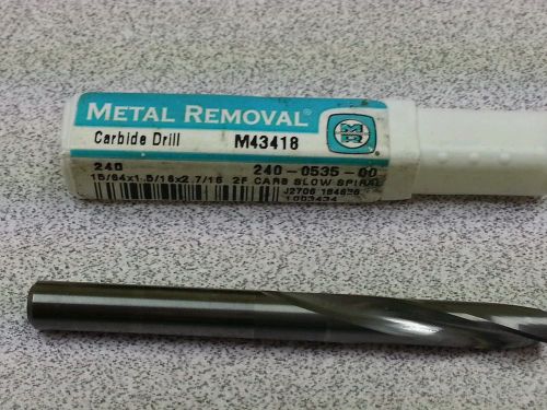 Metal removal 15/64&#034; solid carbide drill for sale
