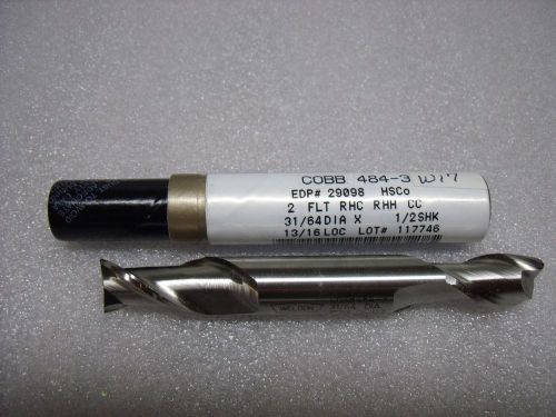 31/64&#034; x 1/2&#034; x 13/16&#034; x 3-3/4&#034; 2 FL Double End CoBB484-3 Weldon End Mill - W17