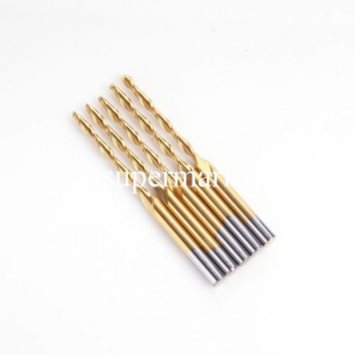 5x 1/8&#039;&#039; titanium coated carbide cnc two double flute ball nose bit 2mm x22mm for sale