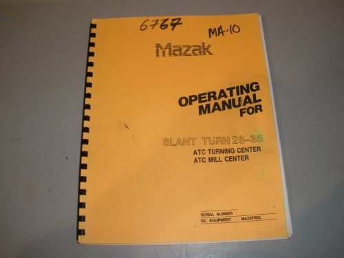 Mazak CNC Lathe Manual For Slant Turn 28, 35