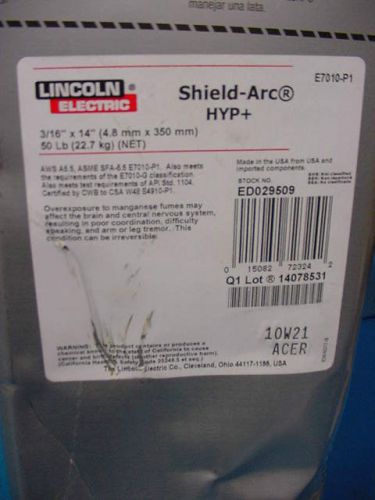 50 LB Lincoln Shield-Arc 7010 HYP+ 3/16&#034; welding rods 50 LB AWS E7010