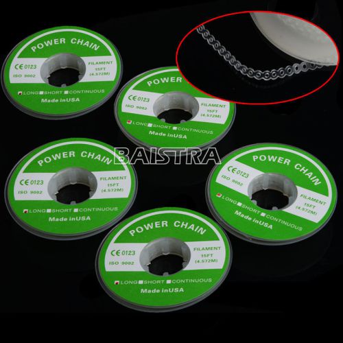 5 Pcs Dental Clear Color Orthodontic Elastolink Continuous Rubber chain Long