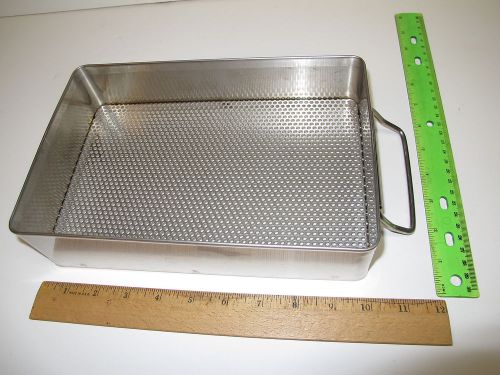 STAINLESS STEEL STERILIZER BASKET W/ HANDLES 10&#034; X 6 1/2&#034; X 2&#034;