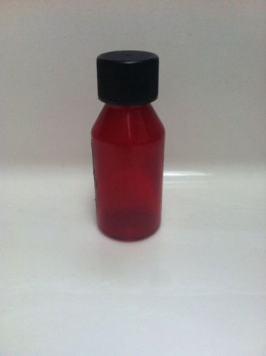 10,000 PET 1 OZ. RED PLASTIC BOTTLES AND BLACK TWIST OFF CAPS