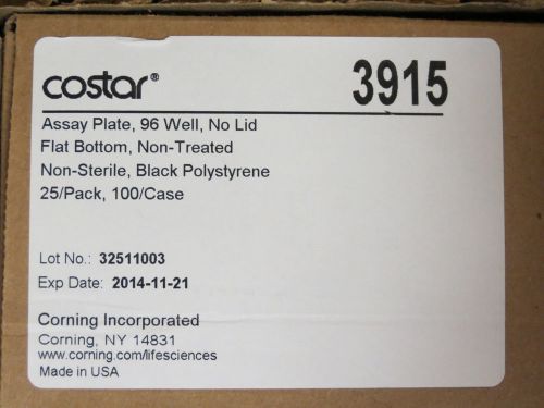 Case Corning Costar 96 Well Black Flat Bottom Microplates 100 Plates #3915