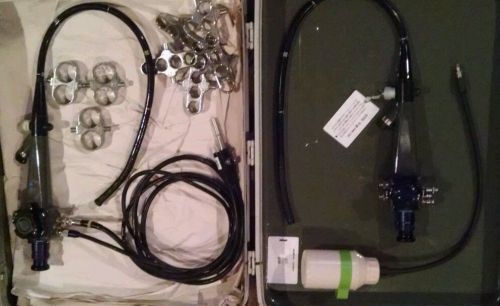 (2) OLYMPUS OSF-2 FLEXIBLE SIGMOIDOSCOPE w/ fiber light cord, case &amp; accessories