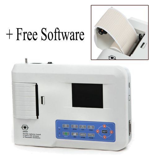 CE&amp;FDA Software Portable Digital 3-Channel ECG EKG machine Electrocardiograph