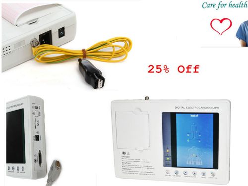 7 Inch LCD Monitor 3-channel 12-lead ECG EKG machine Electrocardiograph CE FDA