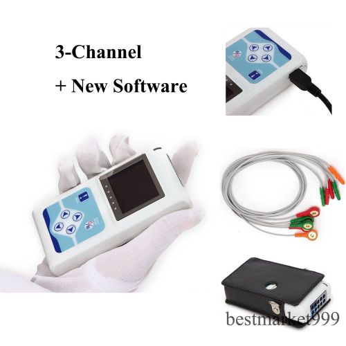 Ecg holter system 3 channel holter recorder/analyzer ambulatory ecg ekg machine for sale