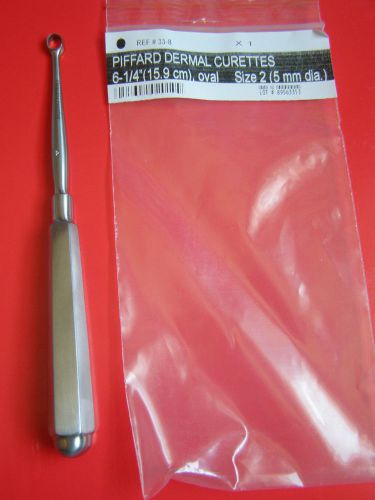 Piffard Dermal Curette 6-1/4&#034;, oval Size 2(5 mm dia.) Surgical Dermal Instrument