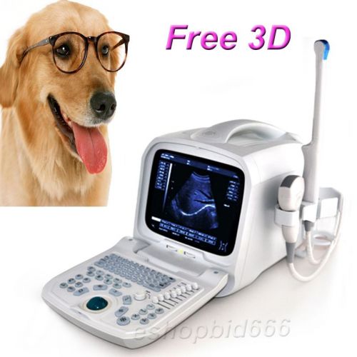 3D PC Plateform Full Digital Portable VET Ultrasound Scanner+convex Probe CE FDA