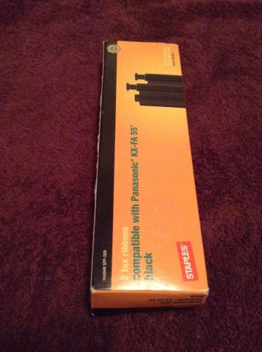 STAPLES 2 FAX RIBBONS PANASONIC KX-FA55 BLACK - NEW