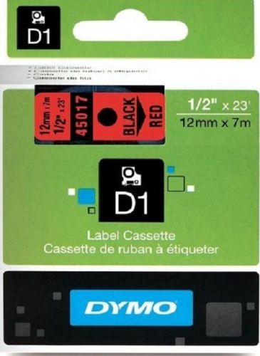 12mm x 7M DYMO LABEL D1 TAPE 45017 ZWART ROOD BLACK RED NASTRO ROSSO NOIR ROUGE