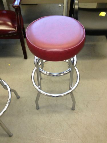 ***BAR STOOL w/ WINE COLOR VINYL SEAT by KNAPP ENTERPRISES w/ CHROME BASE***