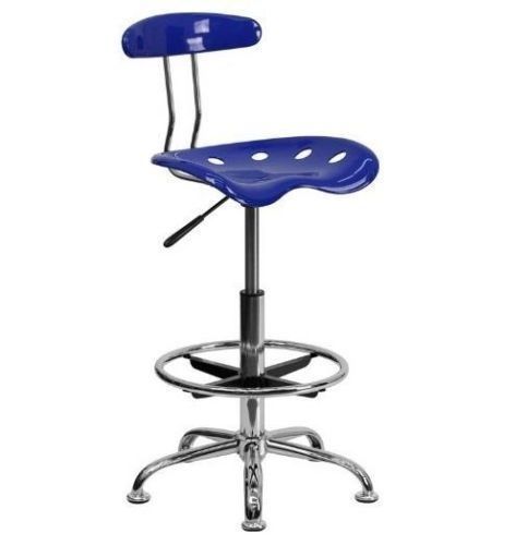 Adjustable Sleek Modern Chrome Drafting Stool Pub Bar Molded Tractor Seat Chair