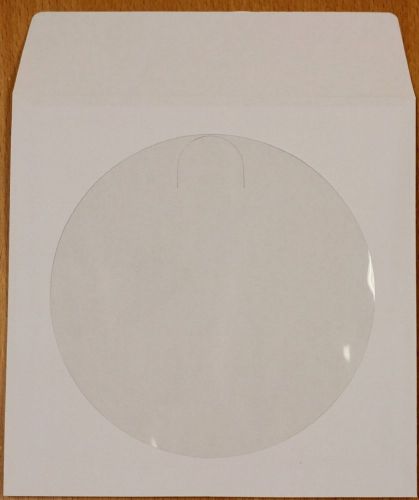 New 1000 pcs white cd dvd paper sleeves envelopes with flap and clear window for sale