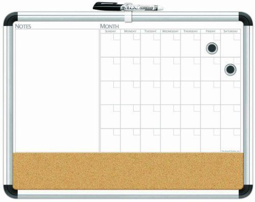 NEW Aluminum Framed Magnetic 3-In-1 Dry Erase Cork Calendar Board College School