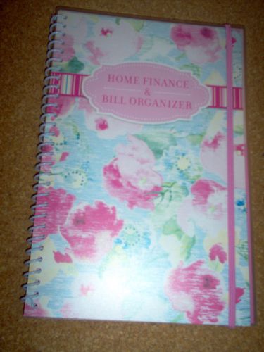 HOME FINANCE AND BILL ORGANIZER  SPIRAL NEW ,PINK FLOWER