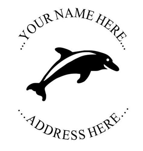 BLACK Self Inking ImprueMark DOLPHIN Custom Round Return Address Rubber Stamp