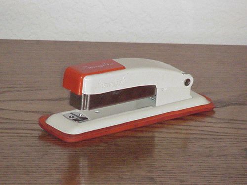 Vintage Swingline Orange &amp; Tan SUPER-CUB Stapler