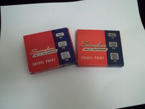 2  boxes Vintage Swingline No.13 3/8&#034; staples high carbon wire chisel point