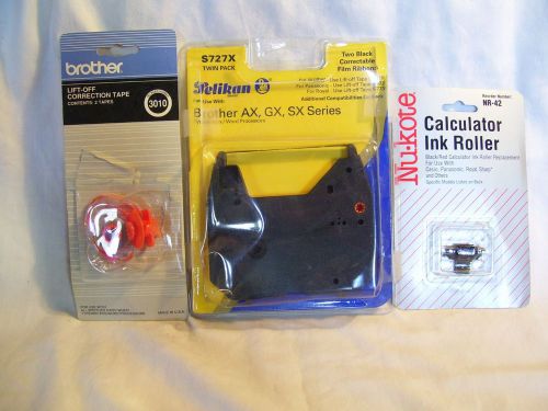 BROTHER CORRECTION TAPE, NU KOTE CALCULATOR IN ROLLER, PELIKAN BLACK RIBBON