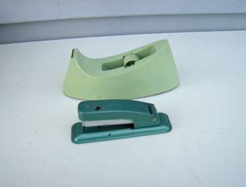 Vintage Swingline Cub Stapler Aqua &amp; Mint Green Scotch Tape Dispenser Office