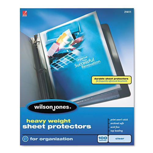 Wilson Jones 21411 Heavy Weight Sheet Protector, Clear, 100 Quantity