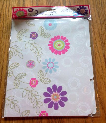 =LOT#Z NIP 3 FLOWER PRINTED DESIGNED FILE FOLDERS HOME OFFICE TEACHERS WORK SCHO