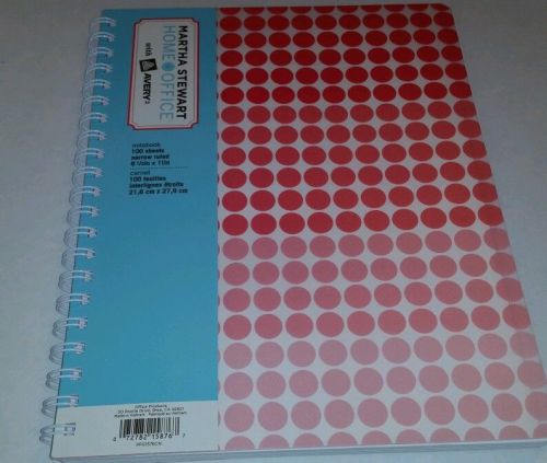 Lot of 4 Martha Stewart Home Avery Red Dot Spiral Notebook 8-1/2&#034; x 11&#034;