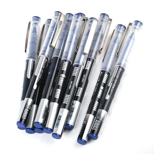 AH-2001 12Pcs 0.5mm Office Roller Tip Pen Set Blue Ink