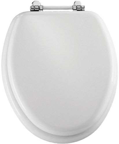 Molded Wood Retro Elongated Toilet Seat With Chrome/white Hinges White