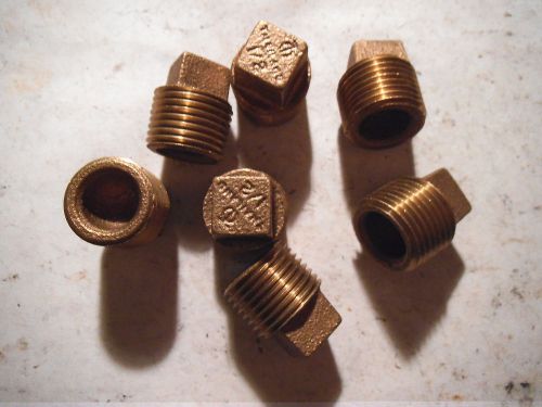 Lot of (7)  1/2&#034; brass plug raised head square head for sale