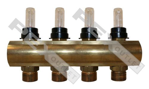4 circuit brass radiant heat manifold end w/ flow meter for sale