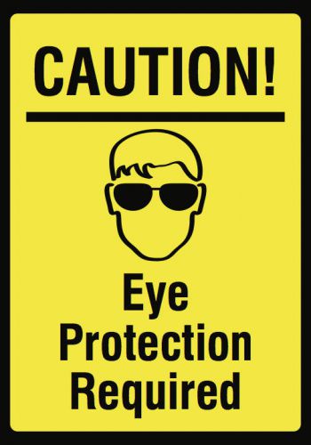 Caution eye protection required saftey sign yellow industrial signs first safe for sale