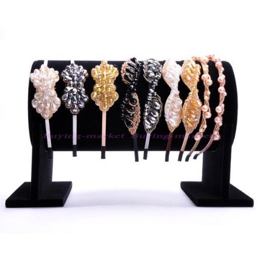 Luxury Black Velvet Big T-Bar Jewelry head band Display Stand Holder Organizer