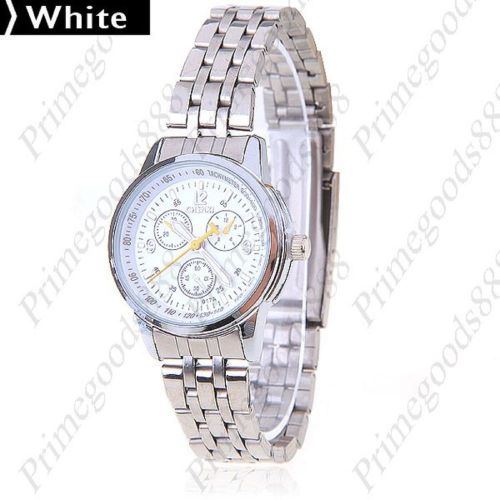 Round silver stainless steel quartz lady wrist ladies wristwatch women&#039;s white for sale