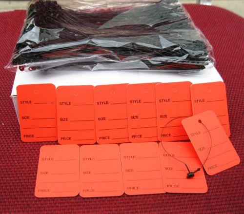 1000  Red   Merchandise  lable  Price Tags + 1000  5&#034;   Black Loop Locks