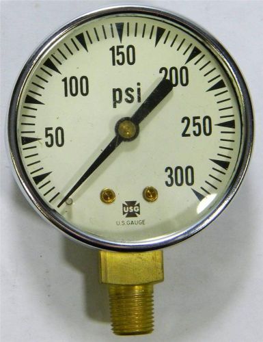 Vtg USG US Gauge 300 PSI Pressure Gauge with Brass fitting