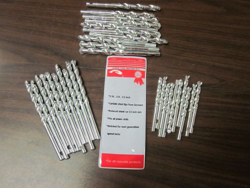 ~ 30 ~ assortment 5/16&#034; 3/8&#034; 1/2&#034; carbide steel tips germany masonry drill bits for sale