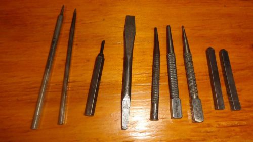 9 lot center punch stanley morse Vintage old tools number stamps