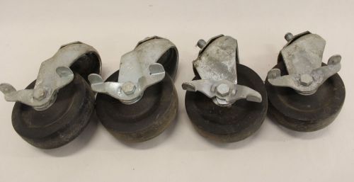 Casters 4&#034; Diameter Locking Caster Swivel 1&#034; Stem Threaded Set Lot 4 Scaffold C