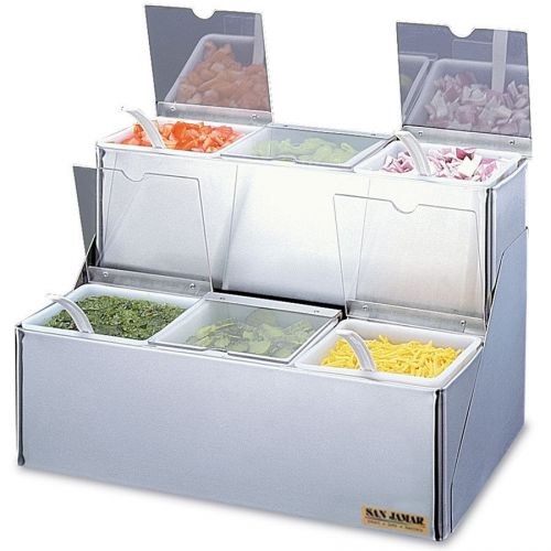 San jamar (b6706inl) ez-chill 2-tiered stepped condiment center with 6 trays for sale