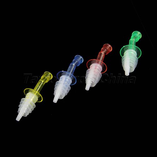 4  plastic wine bottle liquor dispenser free flow spout stopper spirit bar set for sale