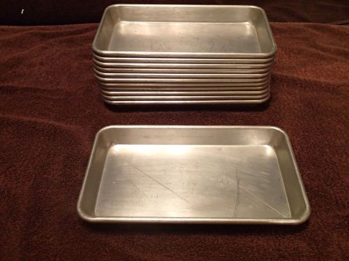 Lot of (12) 18 gauge aluminum bun pan / sheet pan - wire in rim, 6&#034; x 10&#034;  used for sale