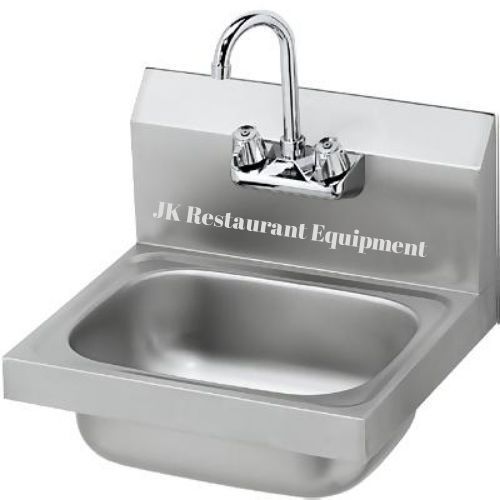 New commercial kitchen stainless steel wall-mount hand sink w/ faucet 15&#034; x 17&#034; for sale