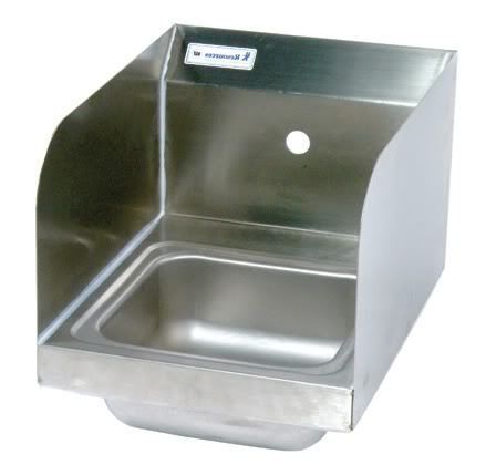 Wall mount hand sink 12&#034; with side splashes space saver for sale